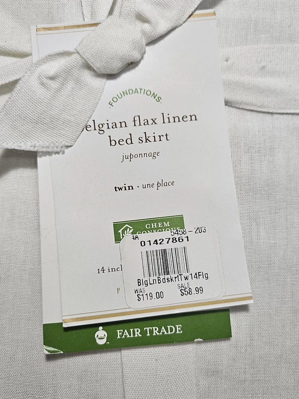 Pottery Barn Belgian Flax Linen TWIN Bed Skirt 14